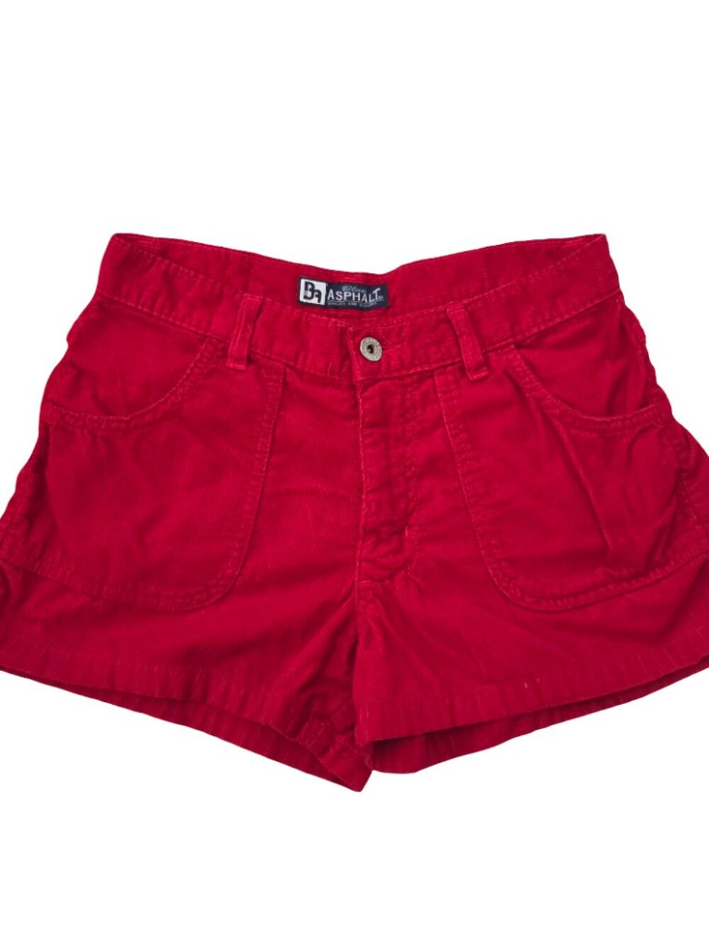 Vintage 90s Blue Asphalt Corduroy Shorts Womens 7 Red Mid Rise Preppy Festival